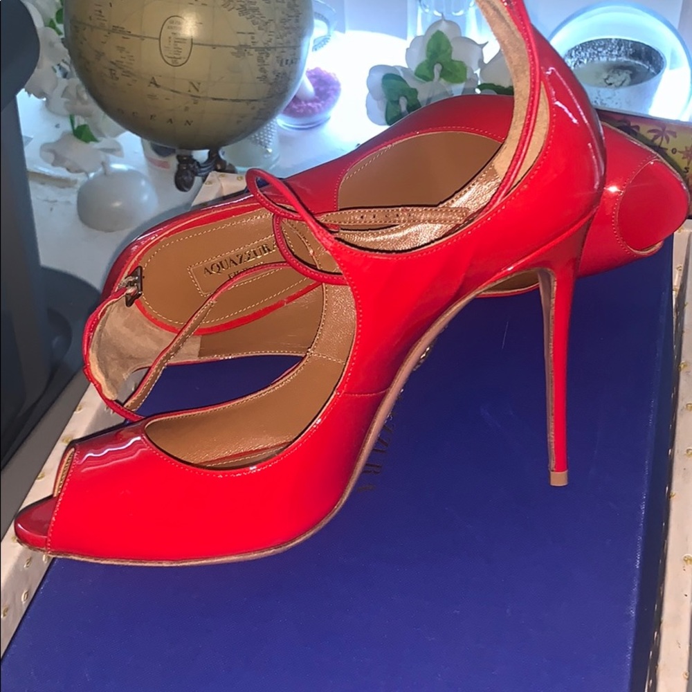 Red patent leather Aquazurra shoes